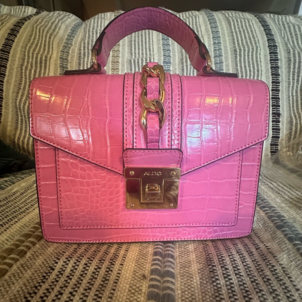 Aldo Pink Croc-Embossed Bag